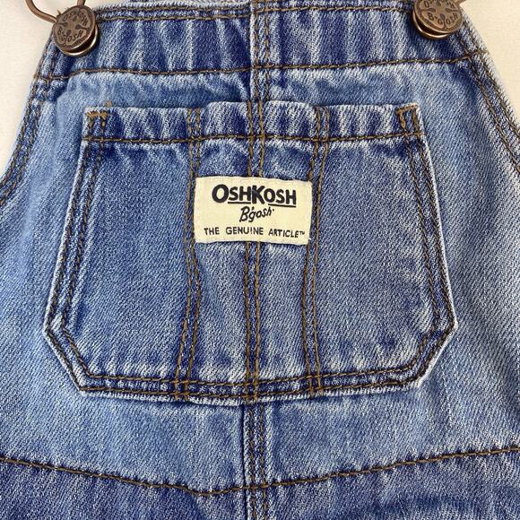 OshKosh Girls Jumper Denim Dress White Floral Eyelet Skirt Overalls Size 4T - Picture 2 of 8